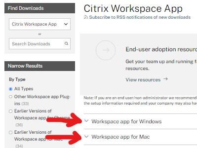 Citrix download for Windows or Mac