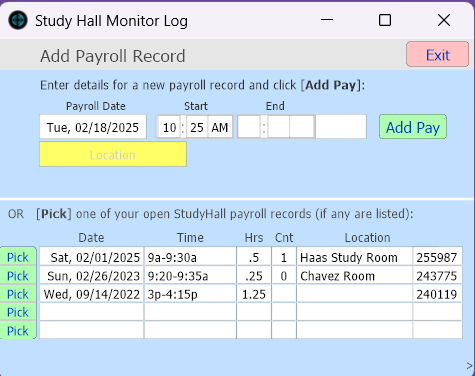 picture of Add Payroll layout