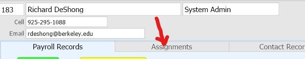 picture of arrow pointing to Assignments tab