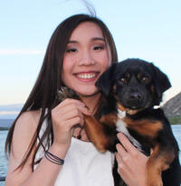 picture of Mica Chen and her dog.