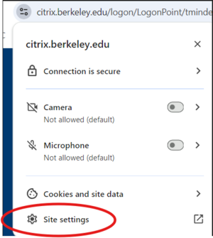 picture showing selection of "Site setting" link