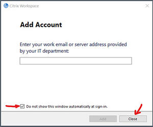 Add Account popup message